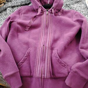 Eddie Bauer cranberry fleece lined full zip jac/hoodie never worn         size M